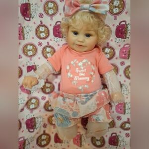 17" Reborn Baby Doll Vinyl Cloth Realistic Baby Girl Blonde Hair Christmas Gift